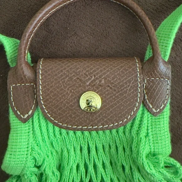 Longchamp Vibrant Green and Brown Crossbody Bag - Picture 3 of 6